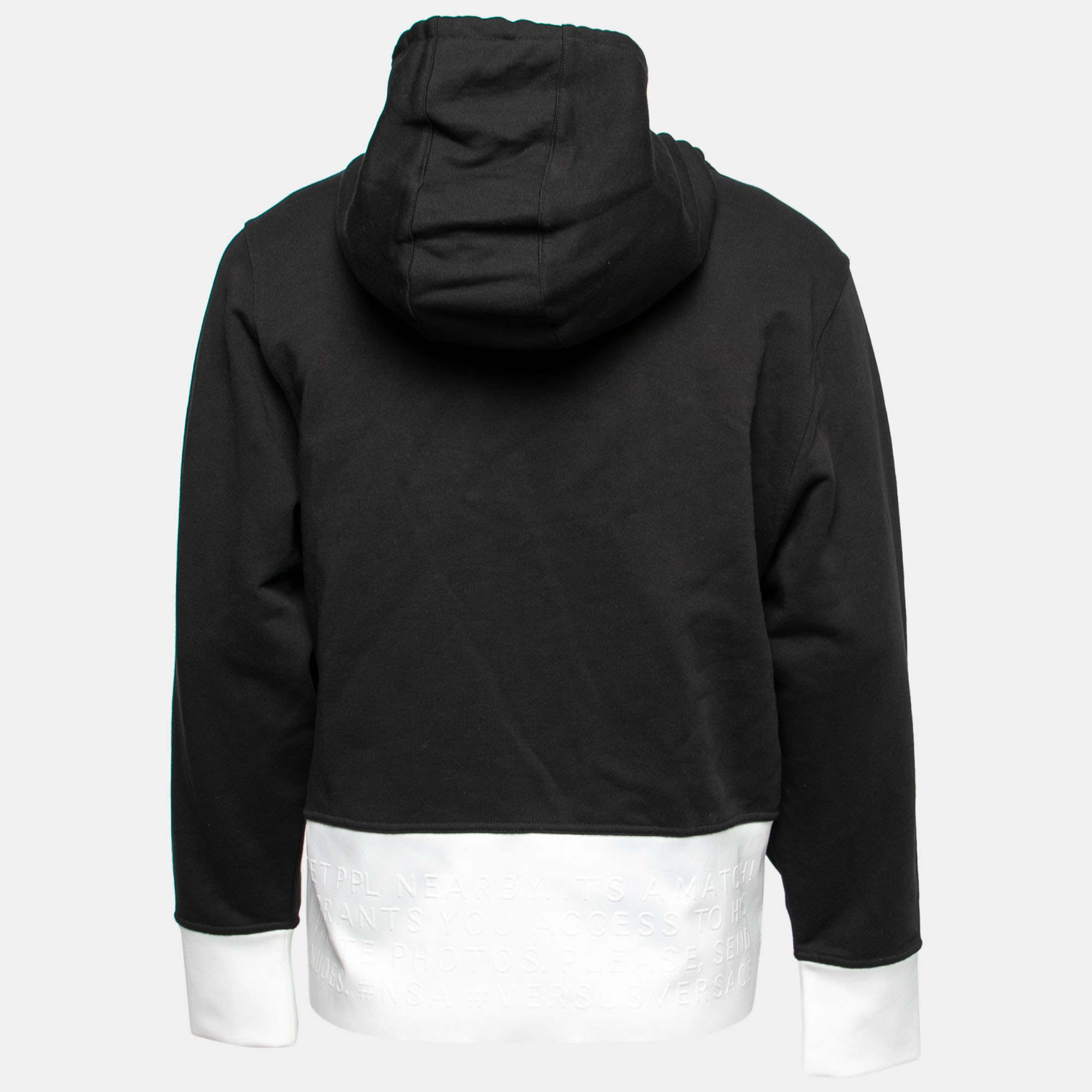 

Versus Versace Black Cotton Embossed Insert Hooded Sweatshirt