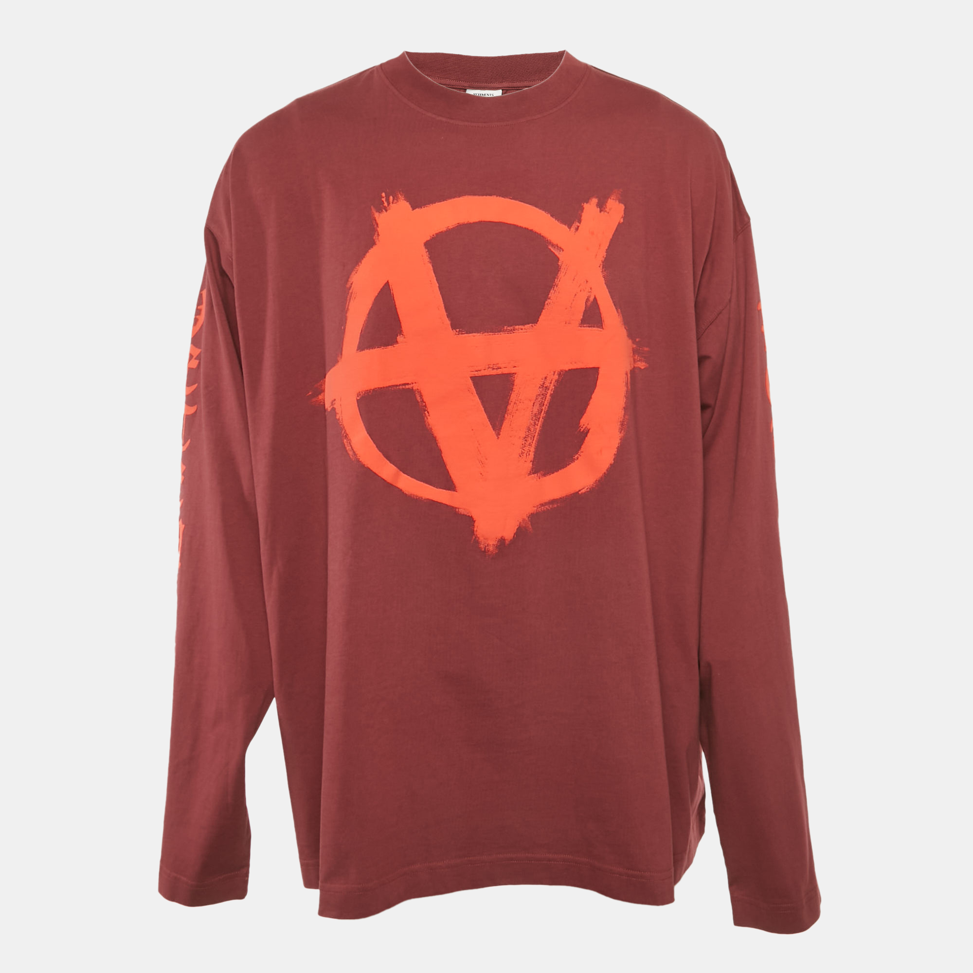 

Vetements Unisex Burgundy Printed Jersey Sweatshirt L