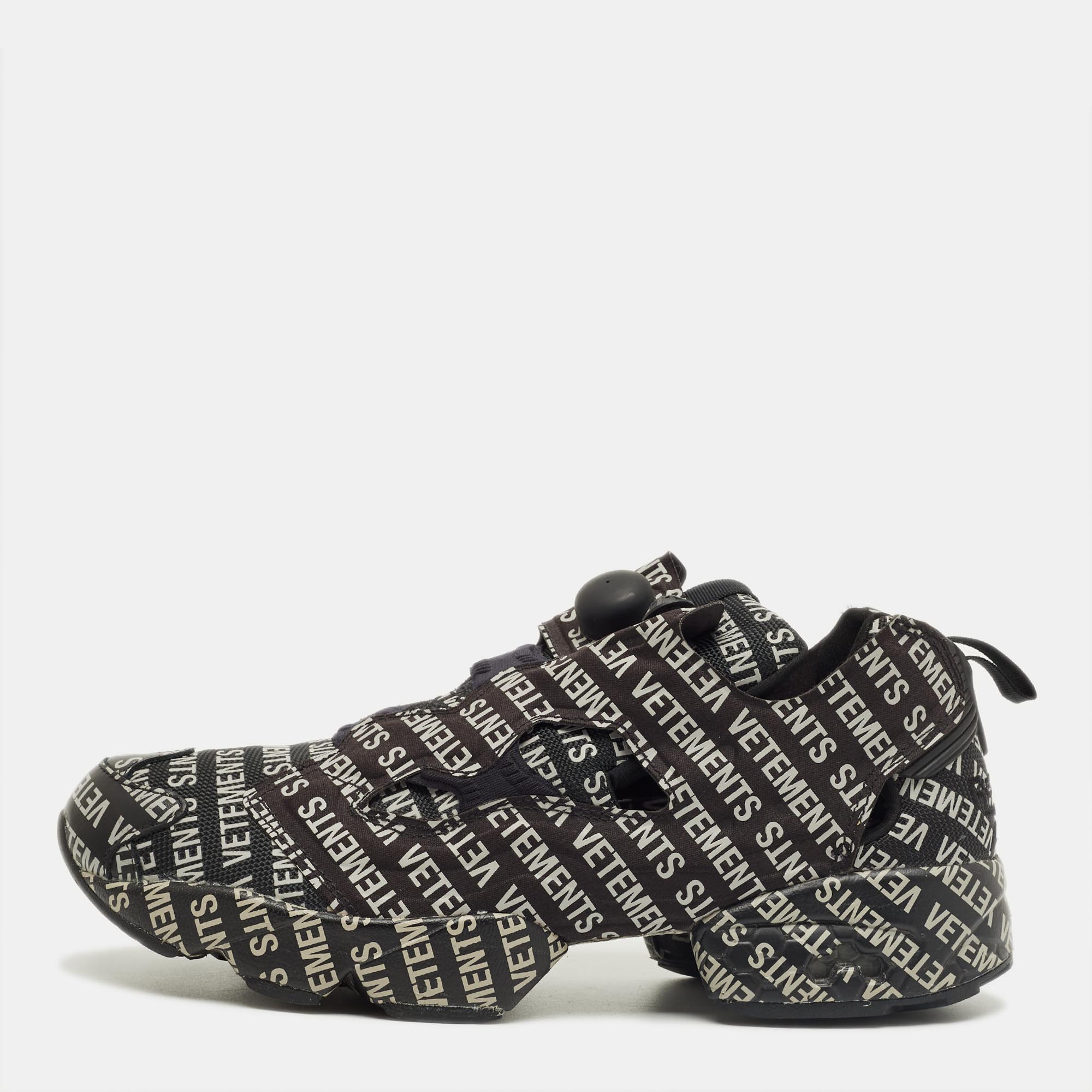 

Vetements x Reebok Black/Grey Monogram Canvas Instapump Fury Sneakers Size 42.5