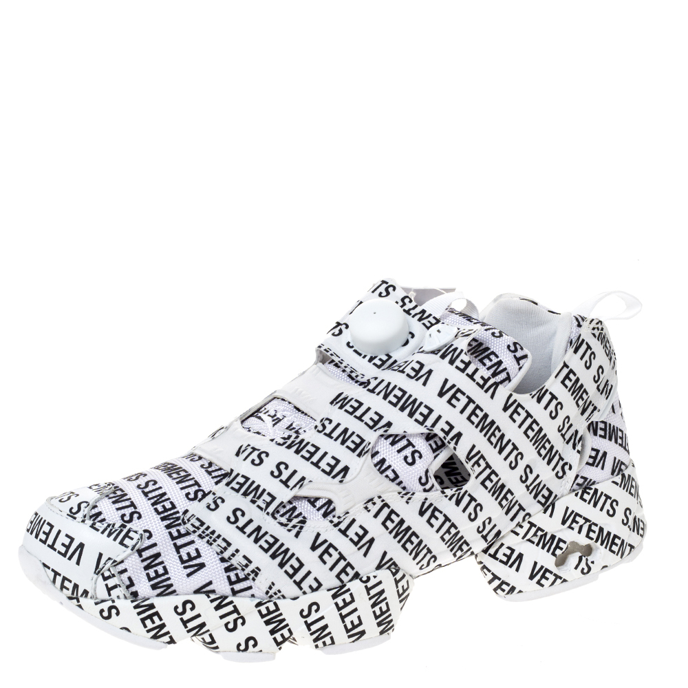 Vetements White/Black Monogram Nylon And Fabric Instapump Fury Sneakers Size 42.5