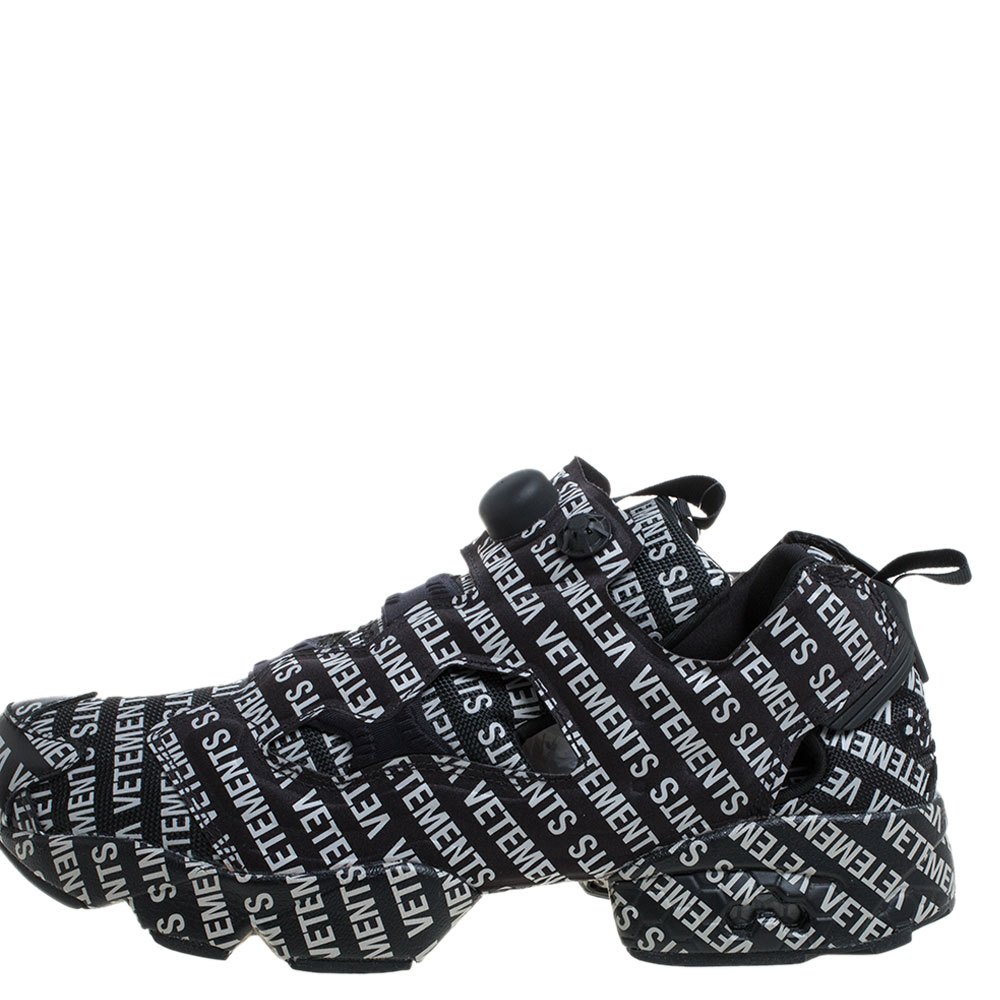 

Vetements x Reebok Black/White Monogram Nylon And Fabric Instapump Fury Sneakers Size
