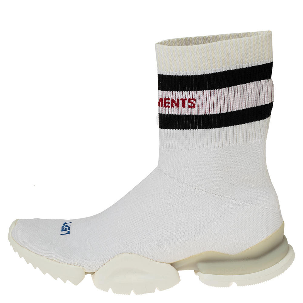 

Vetements x Reebok White Sock Runner High Top Sock Sneakers Size