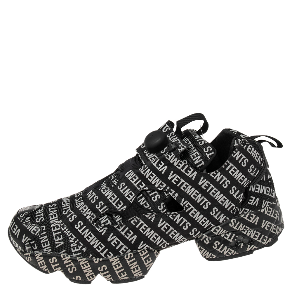 

Vetements X Reebok Black/White Monogram Nylon and Fabric Instapump Fury Sneakers Size
