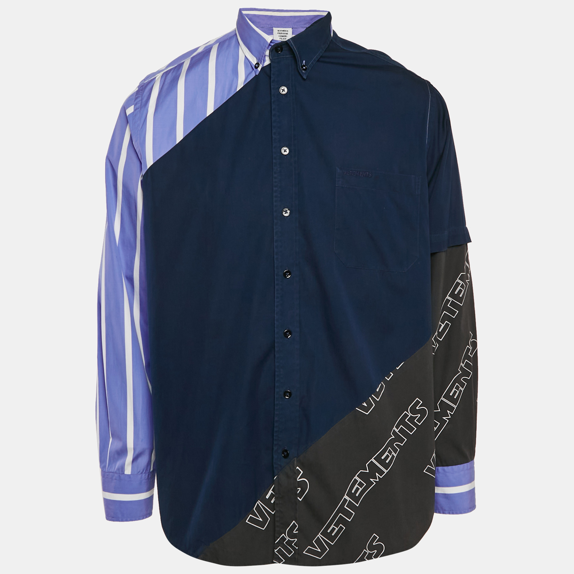 

Vetements Blue Cotton Cut-Up Oversized Shirt S