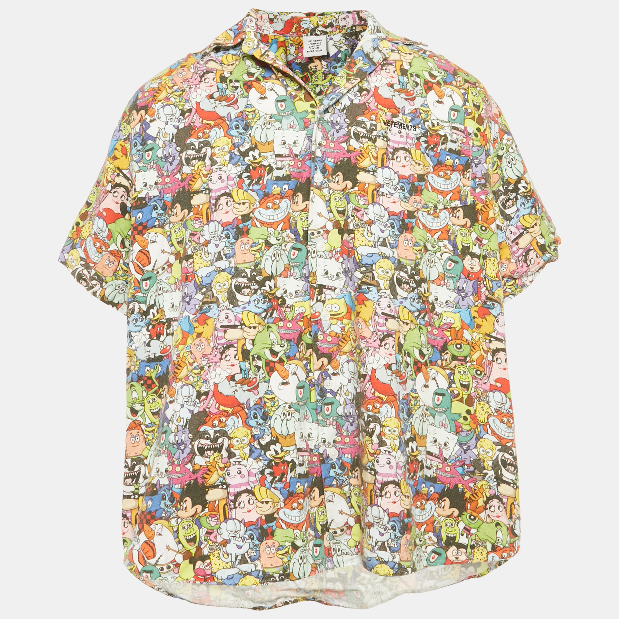 

Vetements Multicolor Cartoon Print Cotton Shirt S