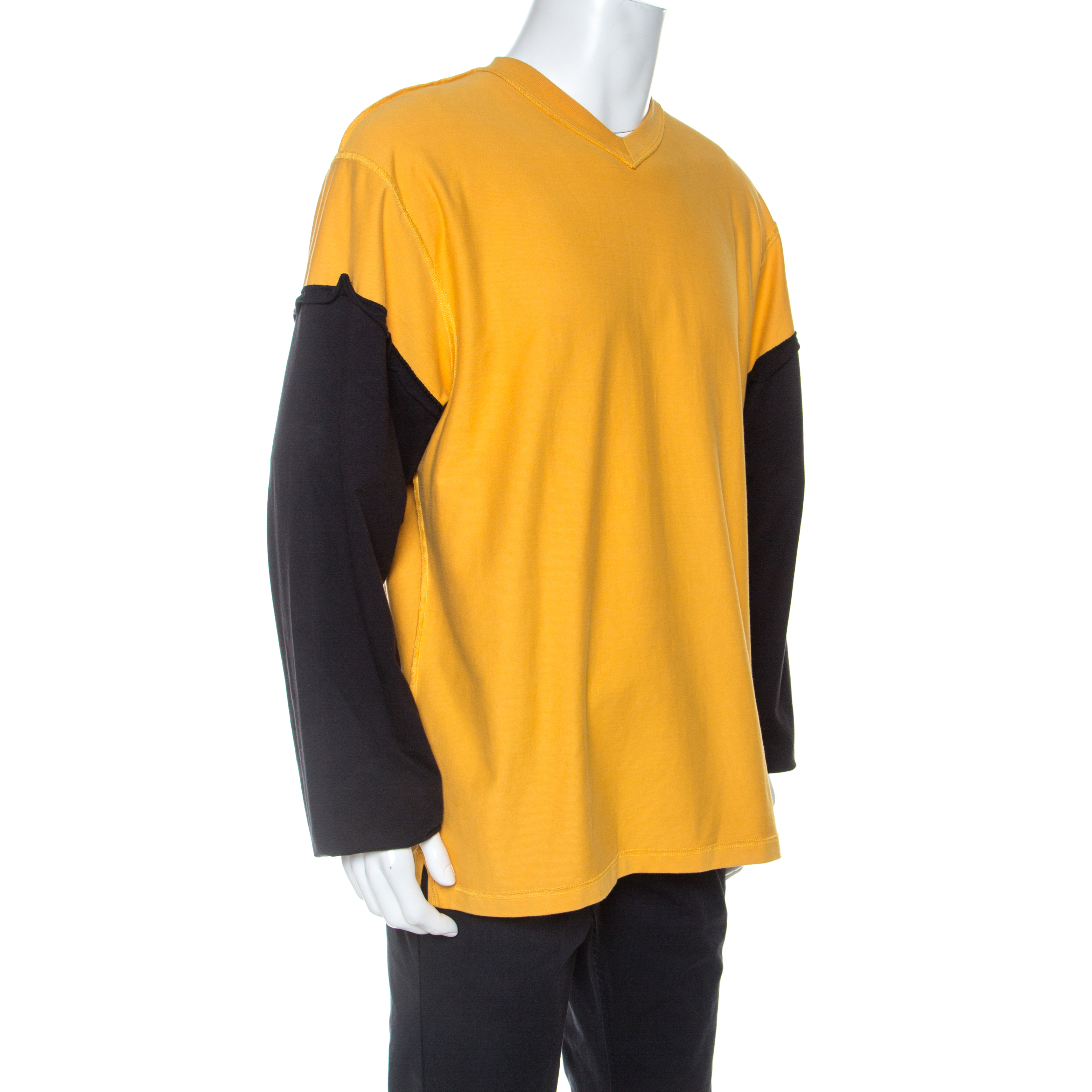 

Vetements Bicolor Knit Logo And Patch Detail Long Sleeve T-Shirt, Yellow