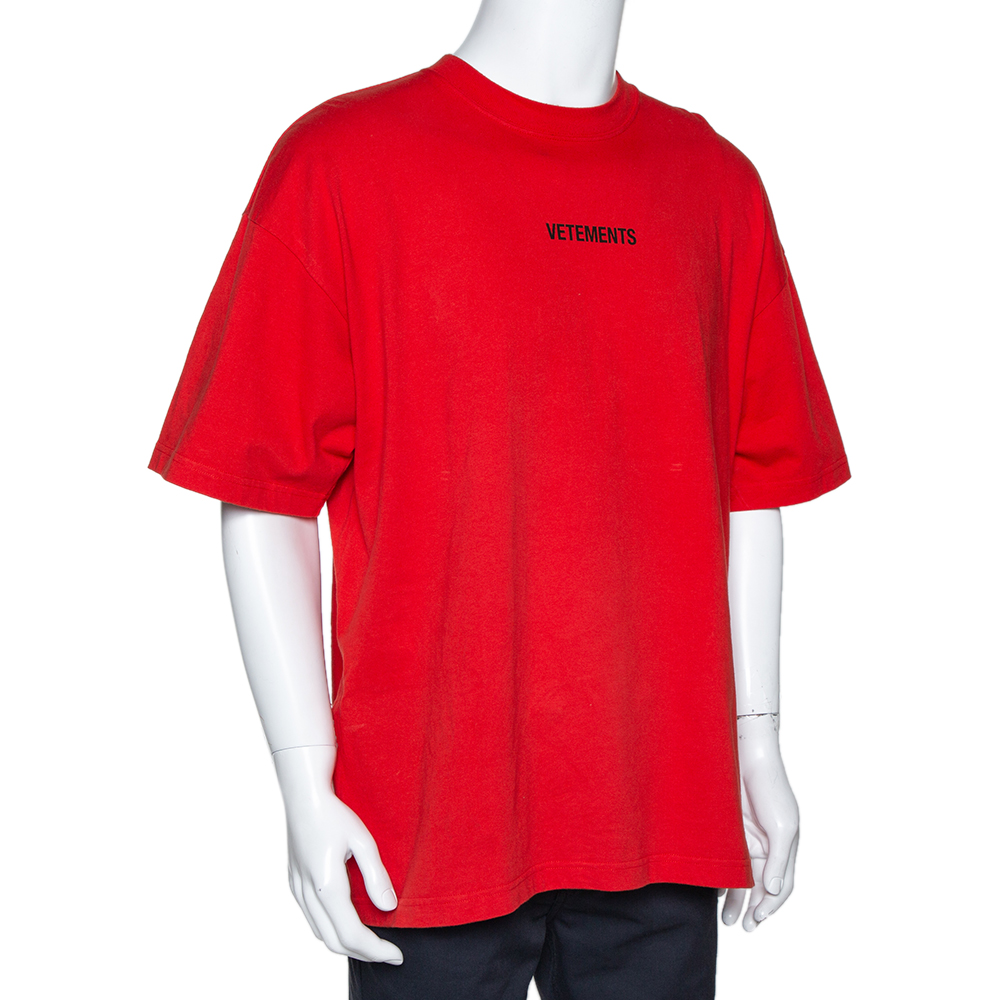 

Vetements Orange Cotton Logo Print Oversized T Shirt