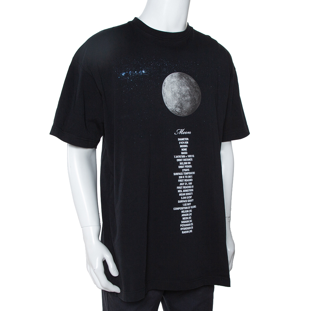 

Vetements Black Cotton Zodiac Planet Moon Print Oversized T Shirt