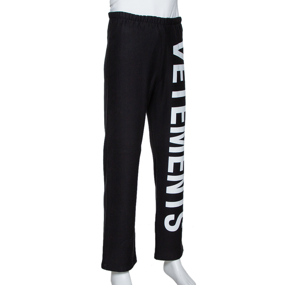 

Vetements Black Cotton Knit Logo Printed Sweatpants