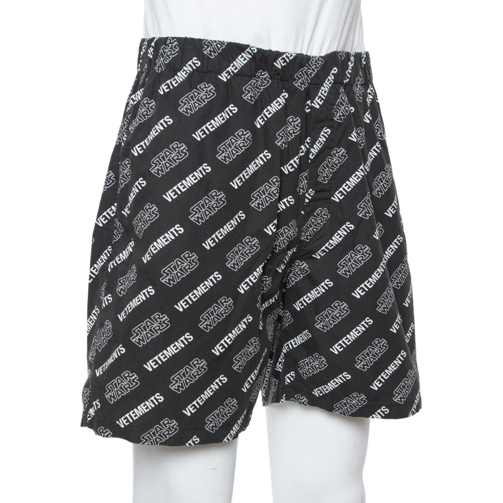 

Vetements X Star Wars Black Logo Print Cotton Shorts