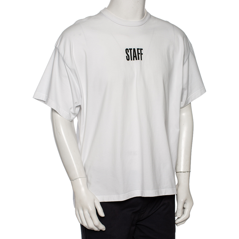 

Vetements White Logo Printed Cotton Crewneck T-Shirt