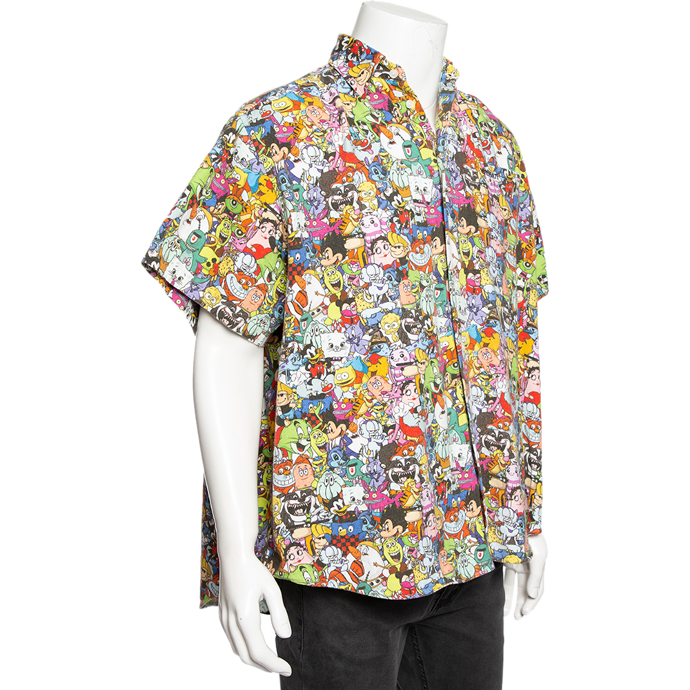 

Vetements Multicolored Cartoon Character Printed Button Front Shirt, Multicolor