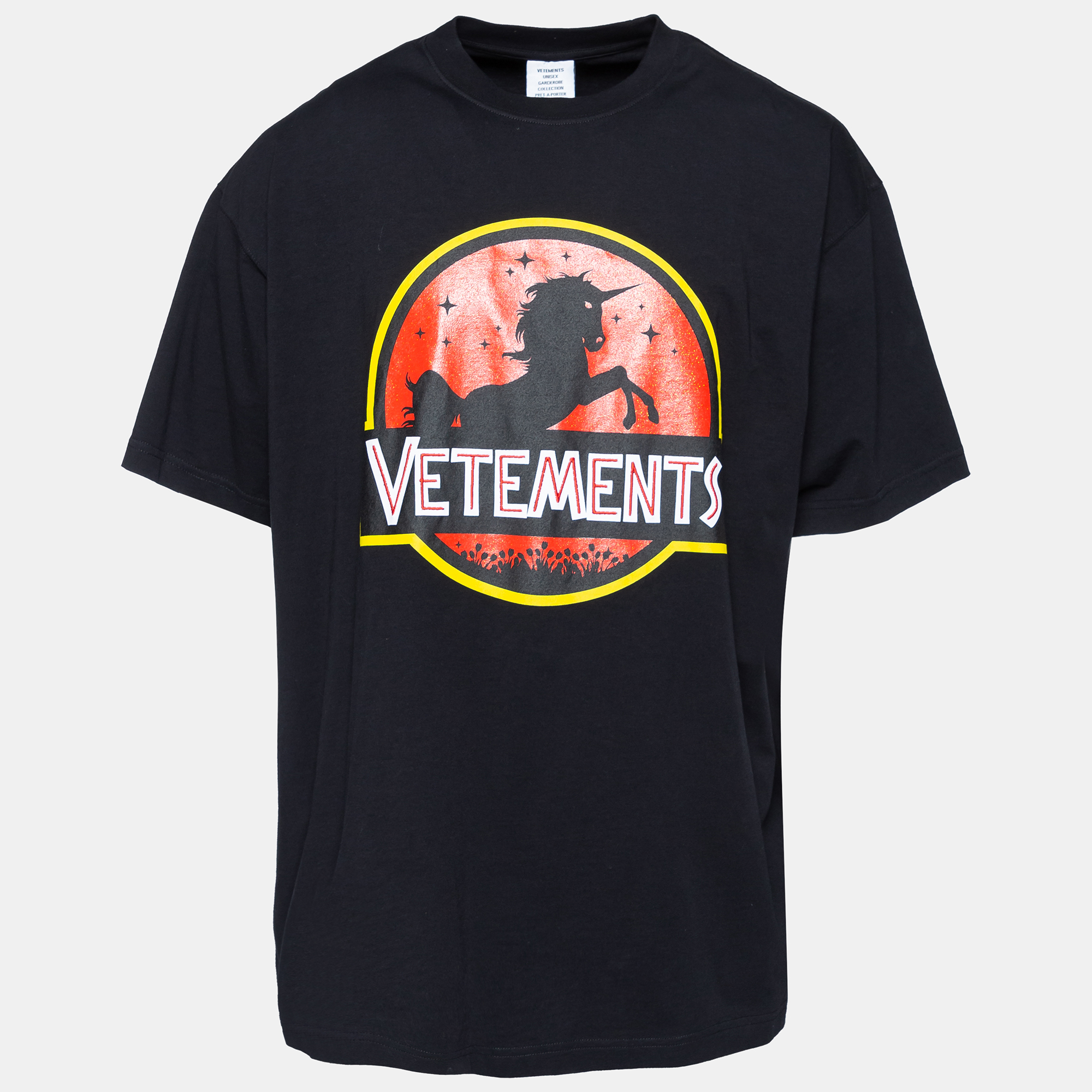 Pre Owned Vetements Black Jersey Knit Wild Unicorn T-Shirt S