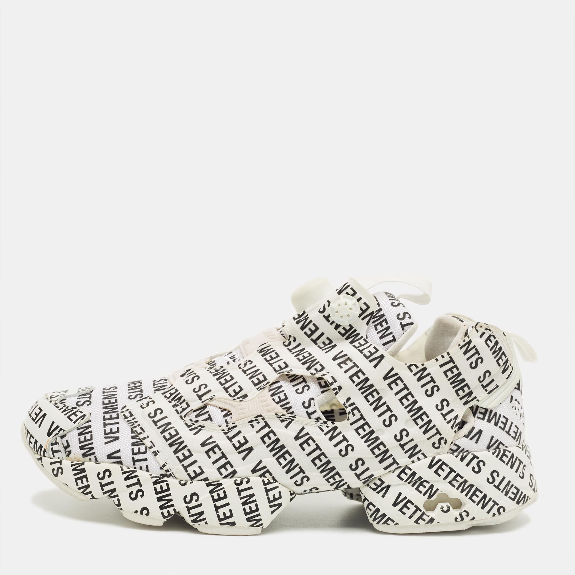 

Vetements x Reebok White/Black Monogram Canvas Instapump Fury Sneakers Size 42.5