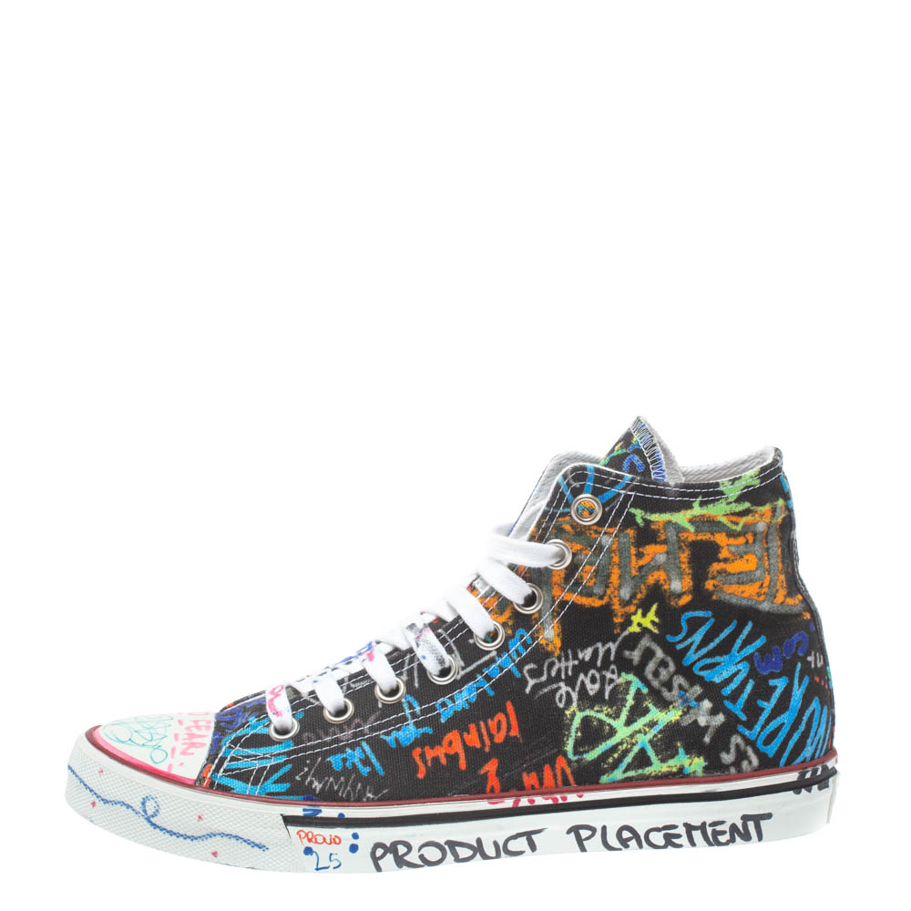 

Vetements Black Graffiti Canvas High Top Sneakers Size, Multicolor