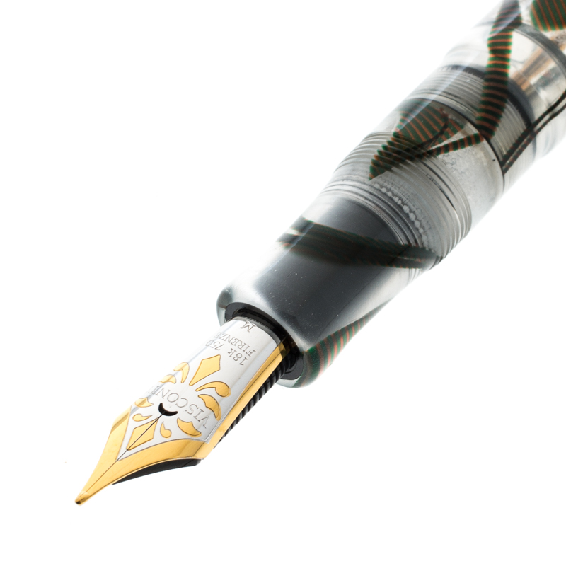 

Visconti Black Swirl Resin Voyager Demo Limited Edition 263 Fountain Pen, with 18 K Two Tone Gold Nib, Silver