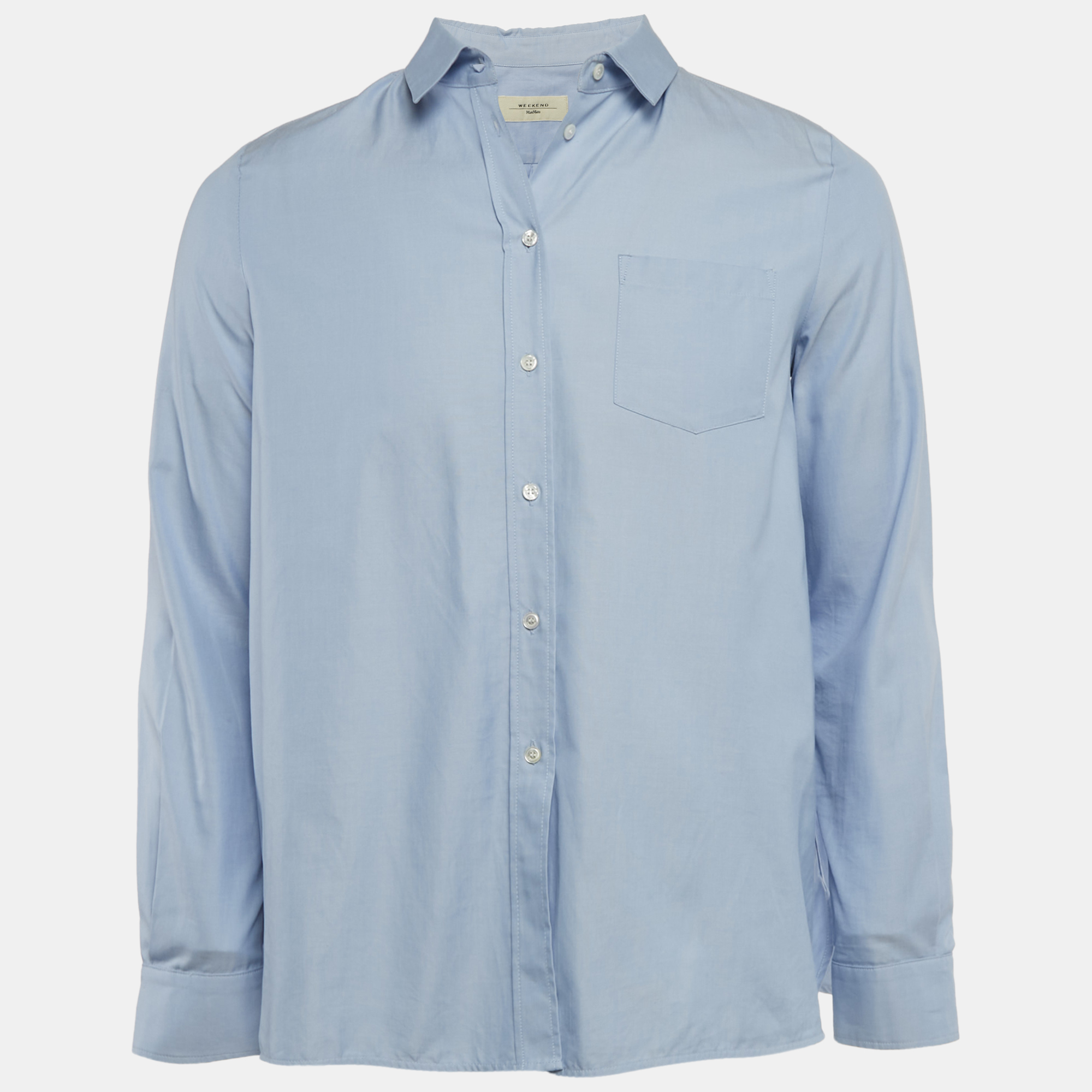 Pre-owned Weekend Max Mara Blue Cotton Long Sleeve Shirt S