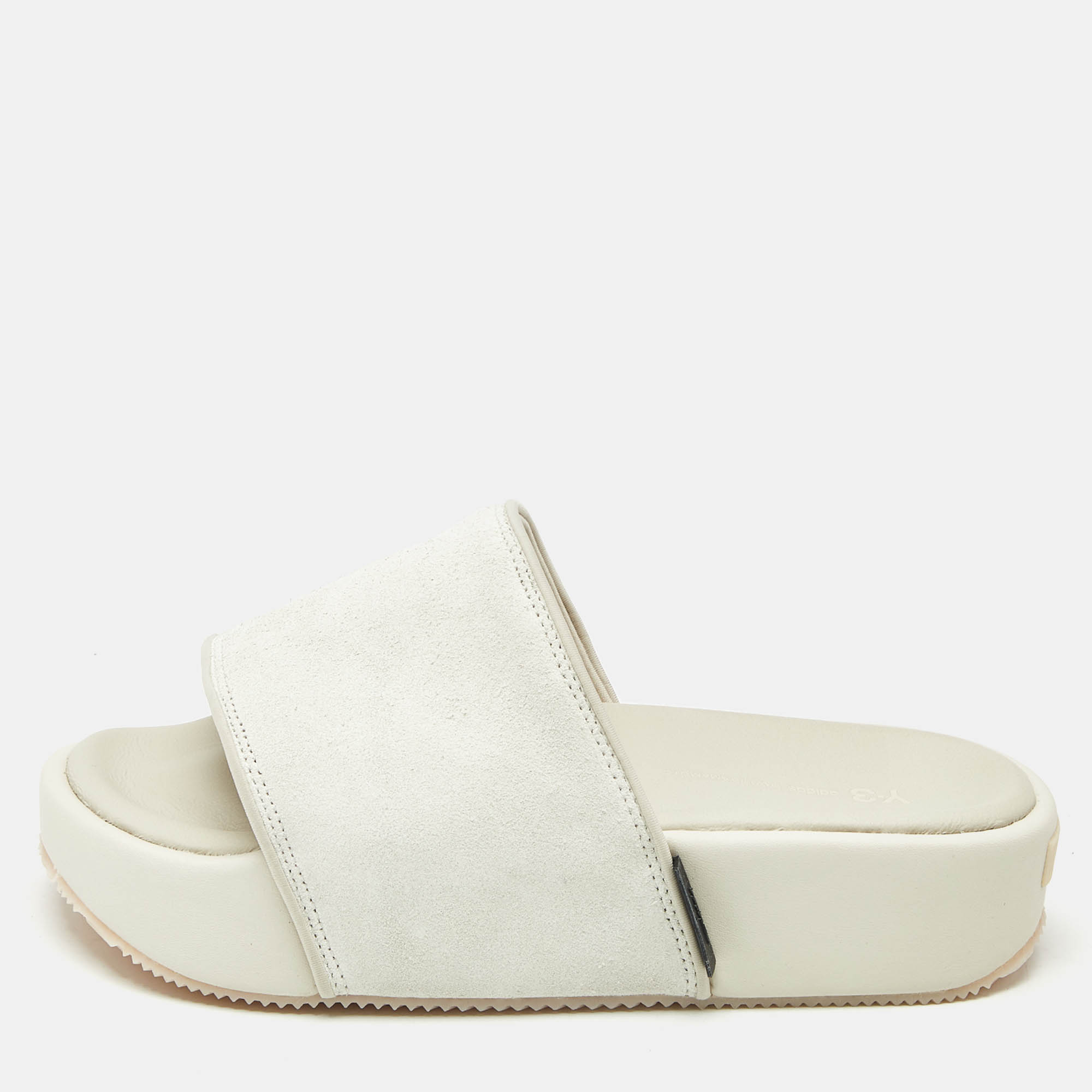 

Y-3 Grey Suede Platform Slide Sandals Size