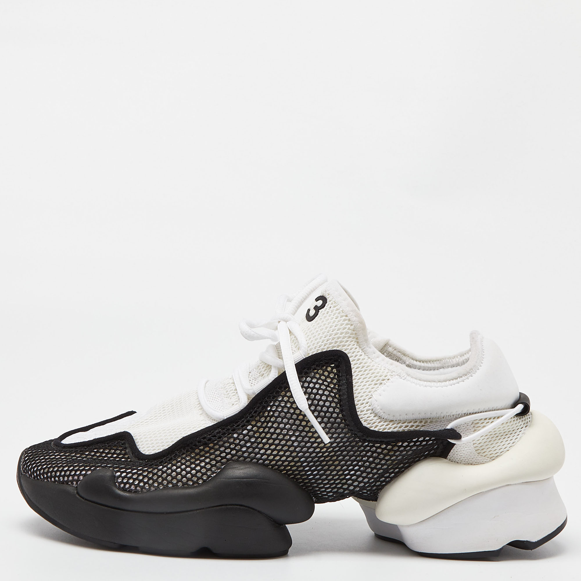

Y-3 Adidas White/Black Mesh Low Top Sneakers Size 44