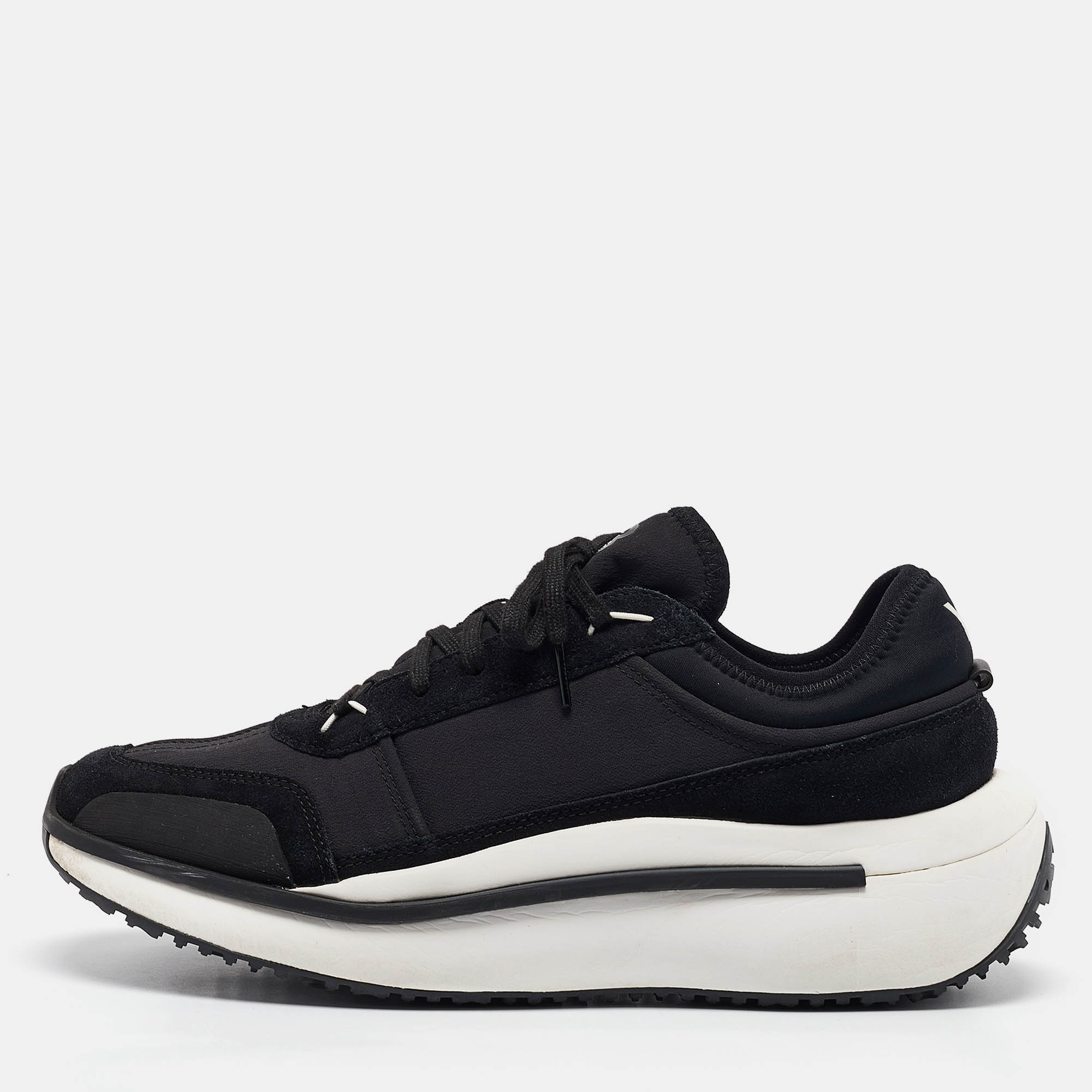 

Y-3 x Adidas Black Fabric and Suede Low Top Sneakers Size