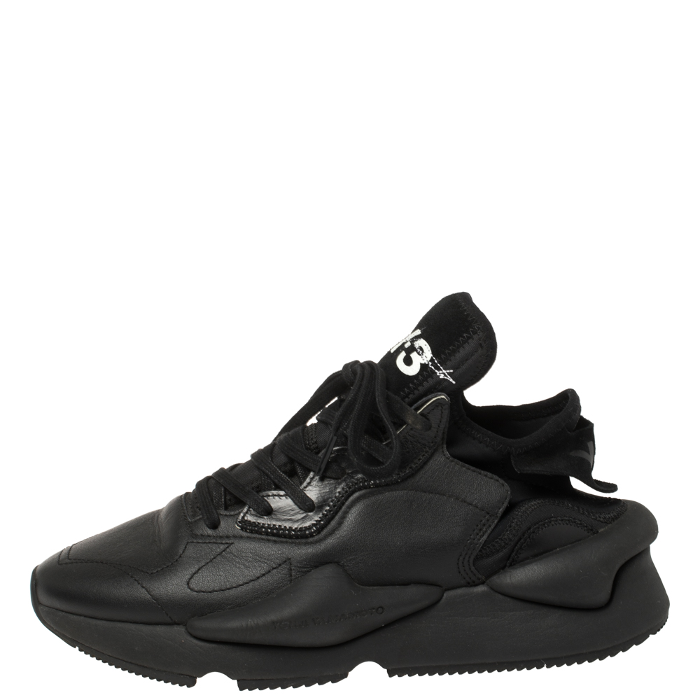 

Adidas Y-3 Black Leather and Fabric Kaiwa Sneakers Size