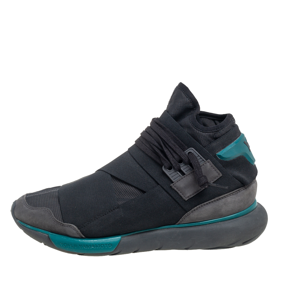 

Adidas Y-3 Black Fabric And Suede Qasa High Top Sneakers Size