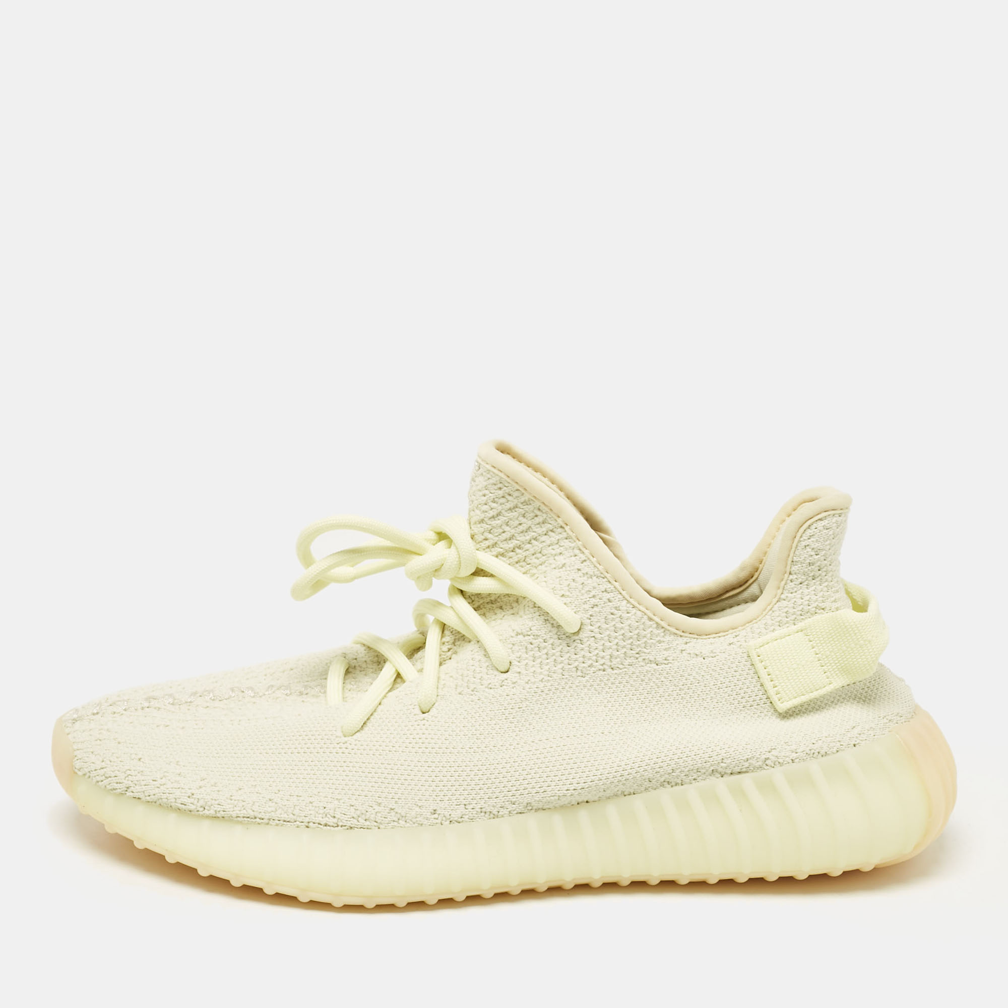 Pre-owned Yeezy X Adidas Light Yellow Knit Fabric Boost 350 V2 Butter Sneakers Size 42