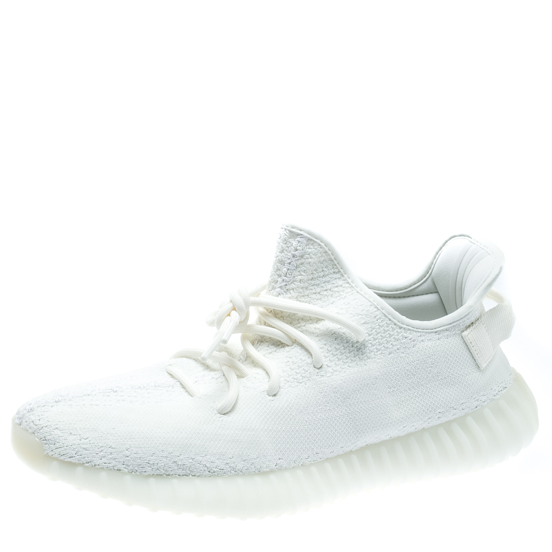 Yeezy x Adidas Cream White Cotton Knit Boost 350 V2 Sneakers Size 44.5