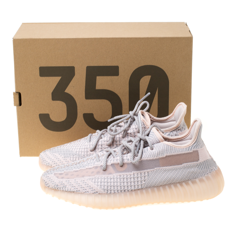 Yeezy x Adidas Light Pink Grey Cotton Knit Boost 350 V2 Synth Non Reflective Sneakers Size 44