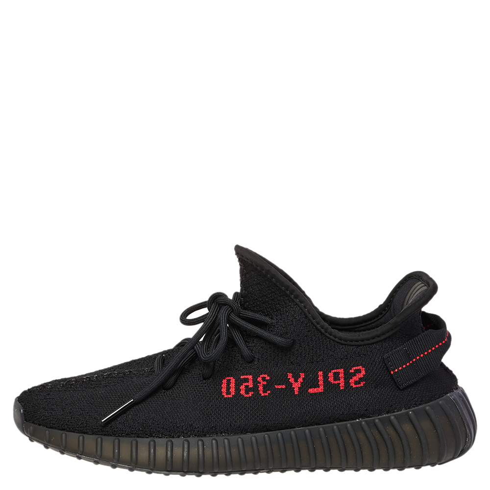 

Adidas Yeezy Boost 350 V2 Black/Red Knit Fabric Lace Up Sneaker Size