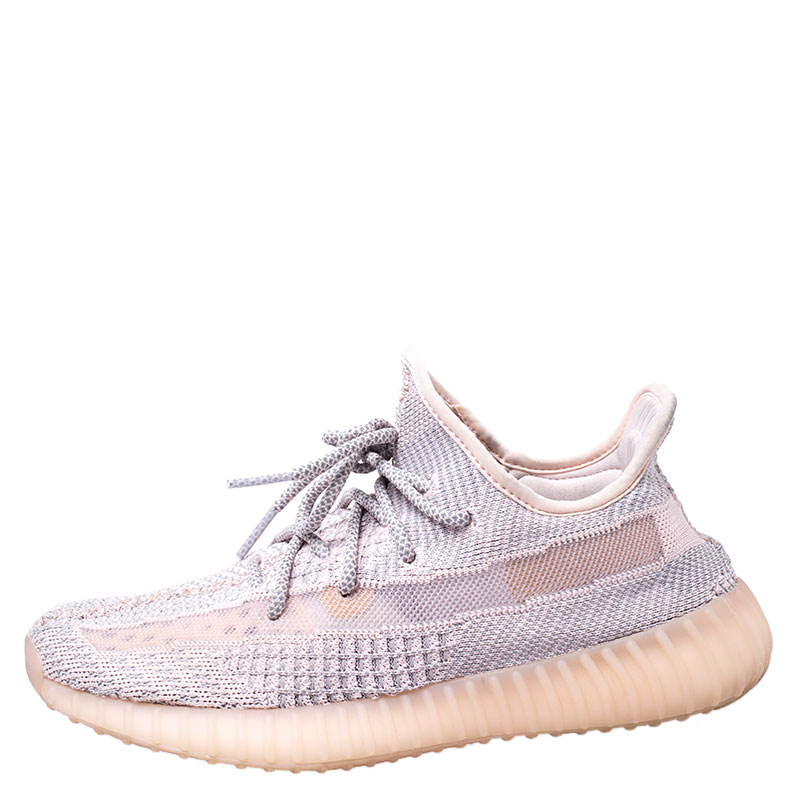 

Yeezy x Adidas Light Pink/Grey Cotton Knit Boost 350 V2 Synth Non-Reflective Sneakers Size