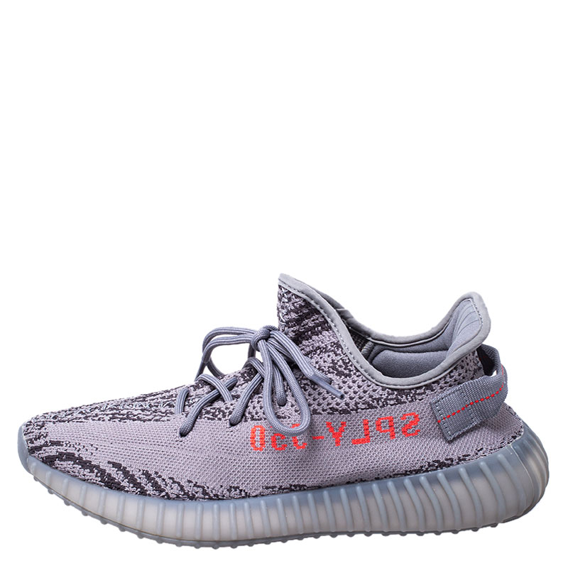 

Yeezy X Adidas Grey/Black Cotton Knit Boost 350 V2 Sneakers Size