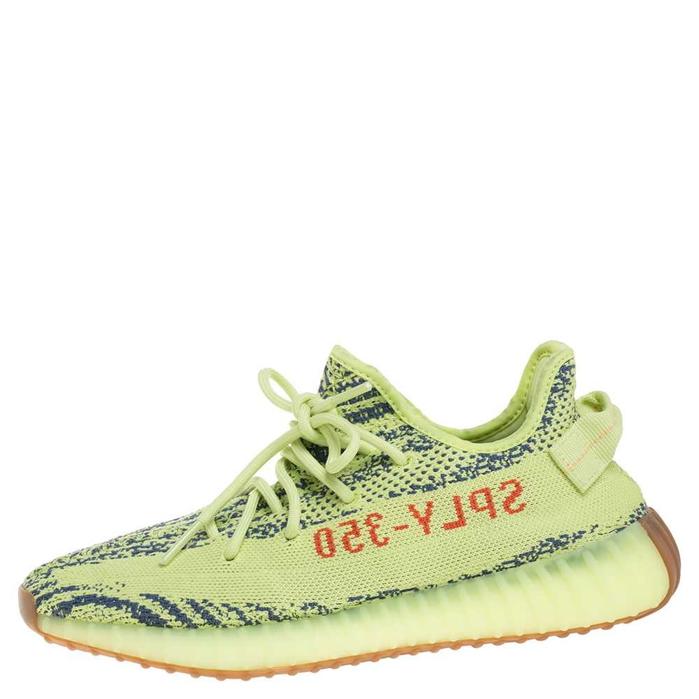 

Yeezy x Adidas Semi Frozen Yellow Cotton Knit Boost 350 V2 Sneakers Size