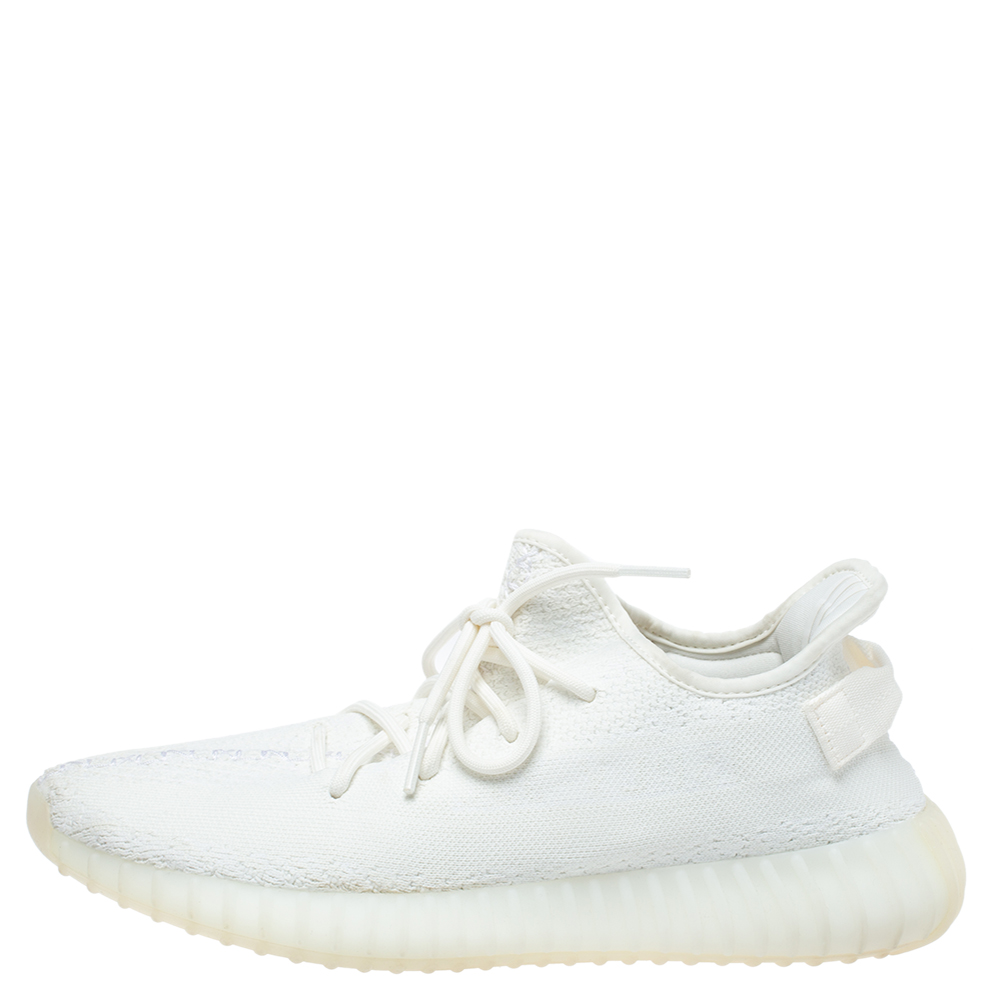 

Yeezy x Adidas White Cotton Knit Boost 350 V2 Cream White Sneakers Size