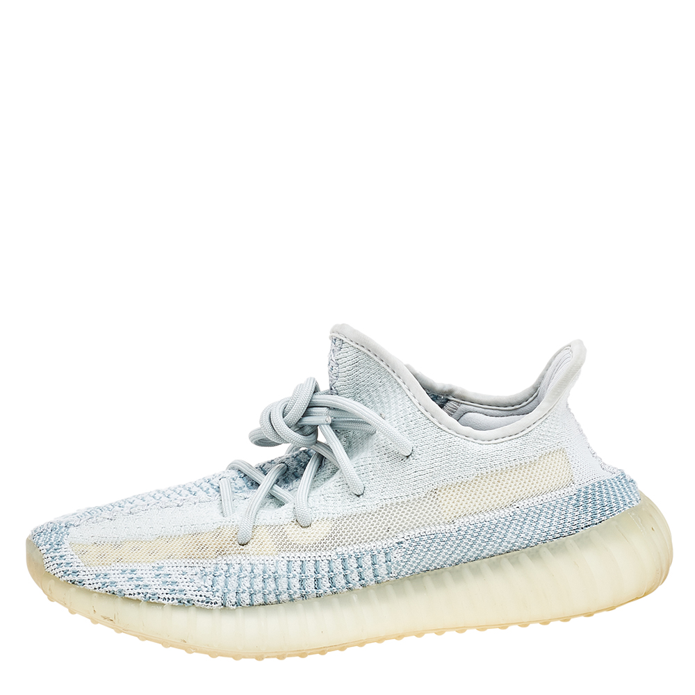 

Yeezy x Adidas Blue/White Knit Fabric Boost 350 V2 Cloud White Low Top Sneakers Size  1/3