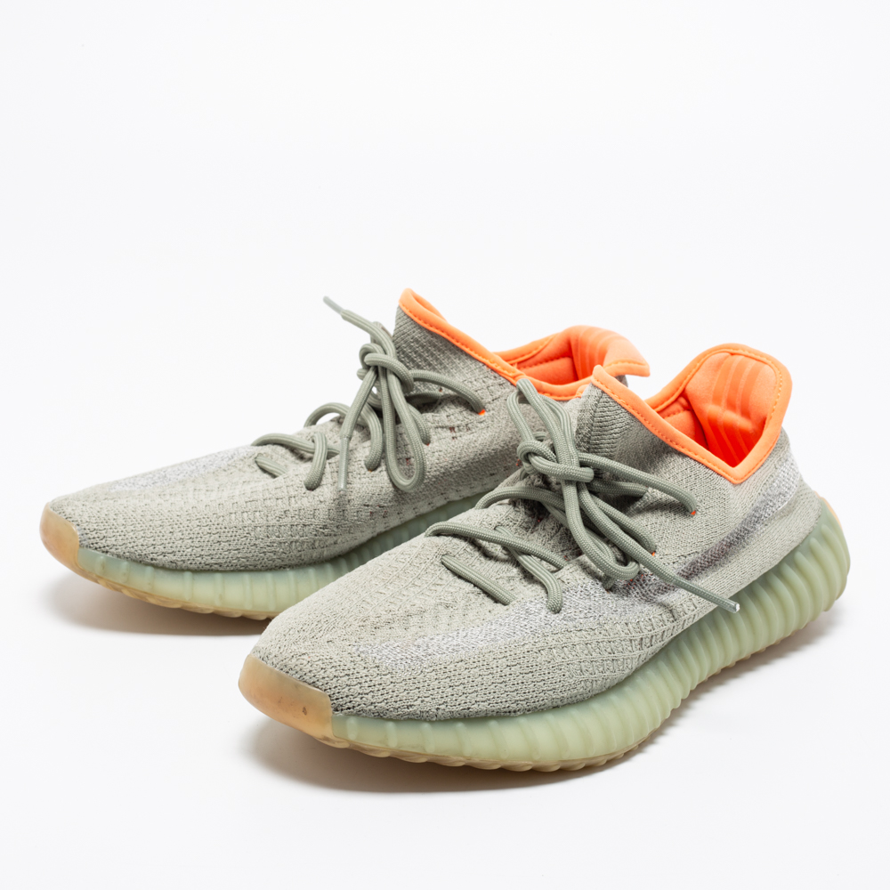 

Yeezy x adidas Grey Knit Fabric Boost 350 V2 Desert Sage Reflective Sneakers Size 43 2/3