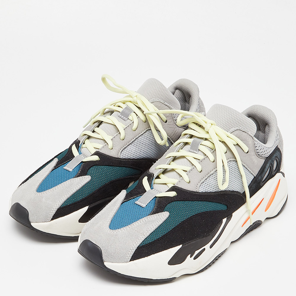 

Yeezy x Adidas Tricolor Mesh, Leather and Suede Boost 700 Wave Runner Sneakers Size 46 2/3, Multicolor