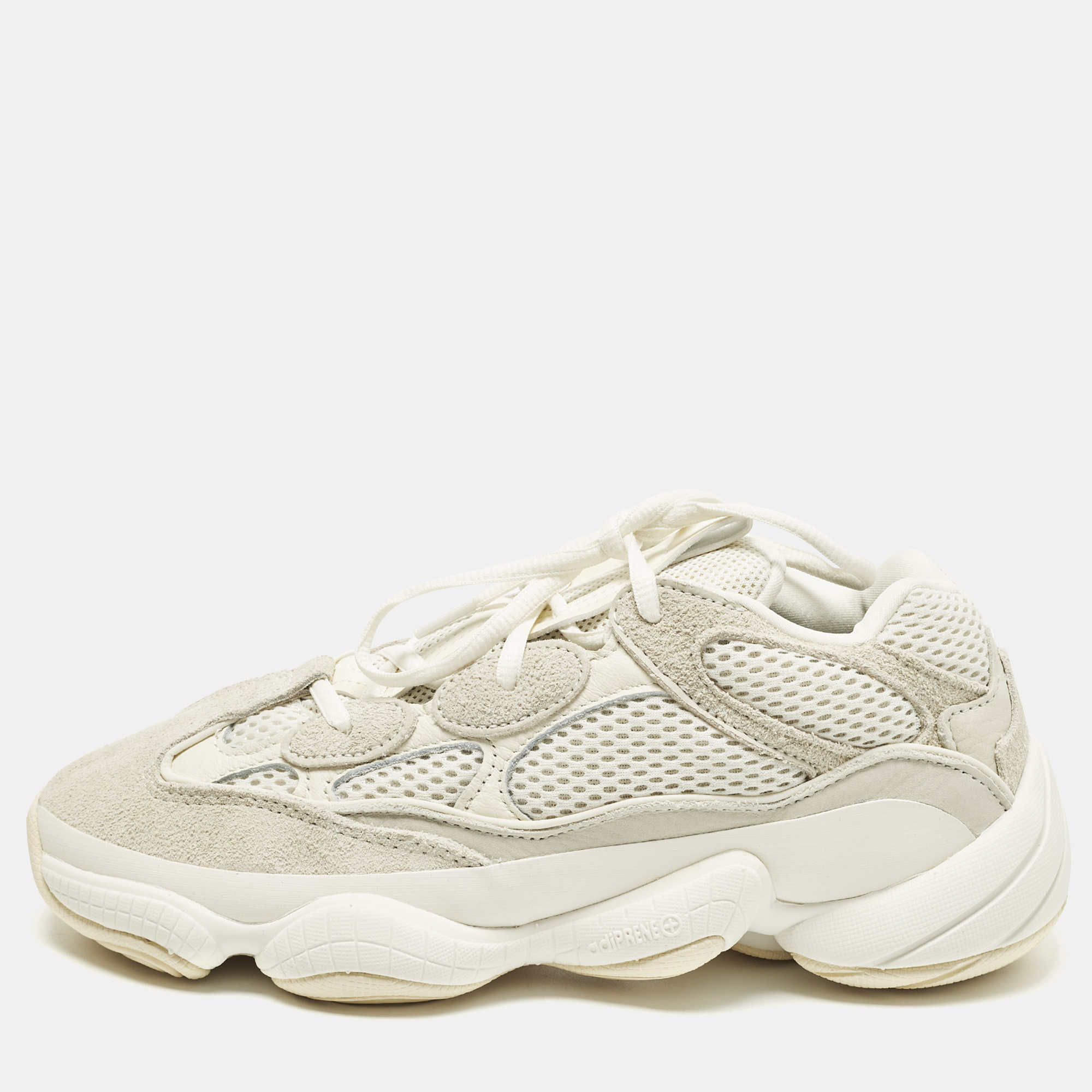 

Yeezy x Adidas 500 Bone White Size 40 2/3 White Mesh and Suede Low Top Sneakers