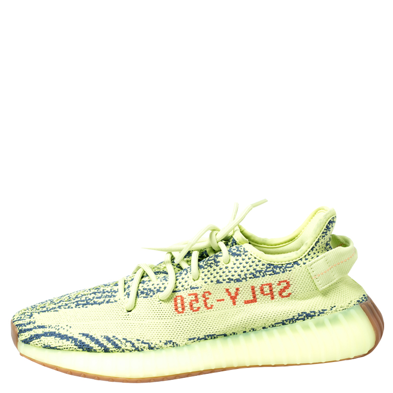 

Yeezy x Adidas Yellow/Grey Cotton Knit Zebra Boost 350 V2 Sneakers Size