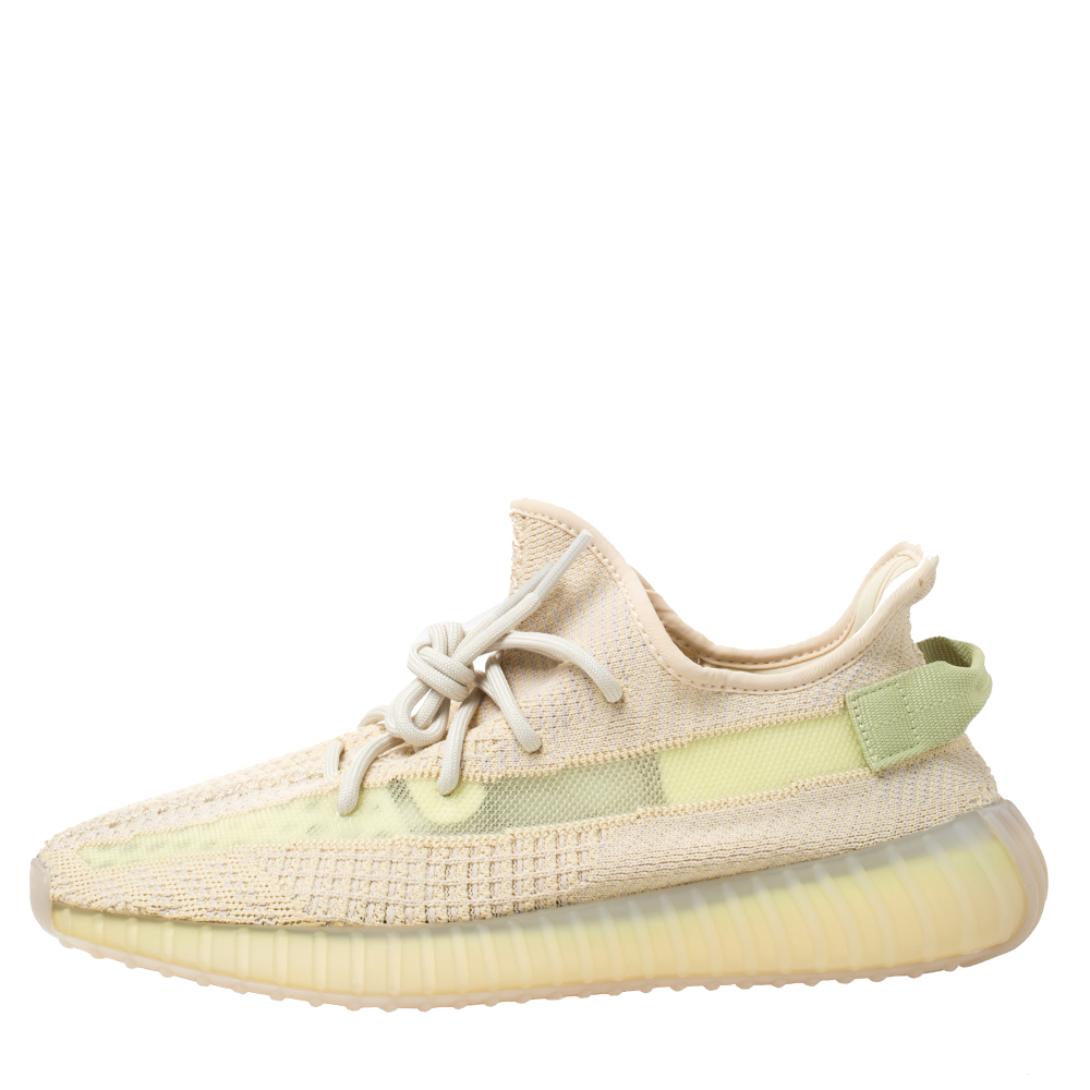 

Yeezy x Adidas Flax Cotton Knit Boost 350 V2 Sneakers Size, Beige