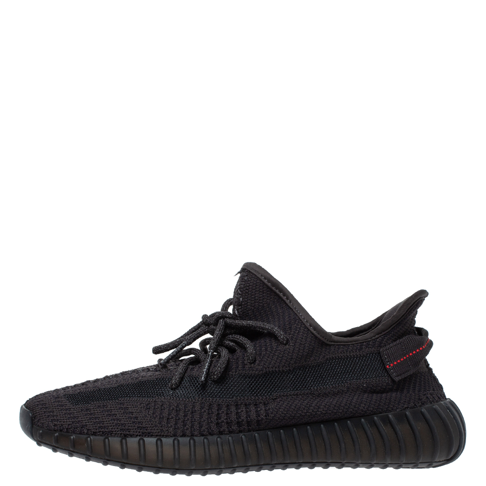 

Yeezy x Adidas Black Cotton Knit and Mesh Boost 350 V2 Non Reflective Sneakers Size