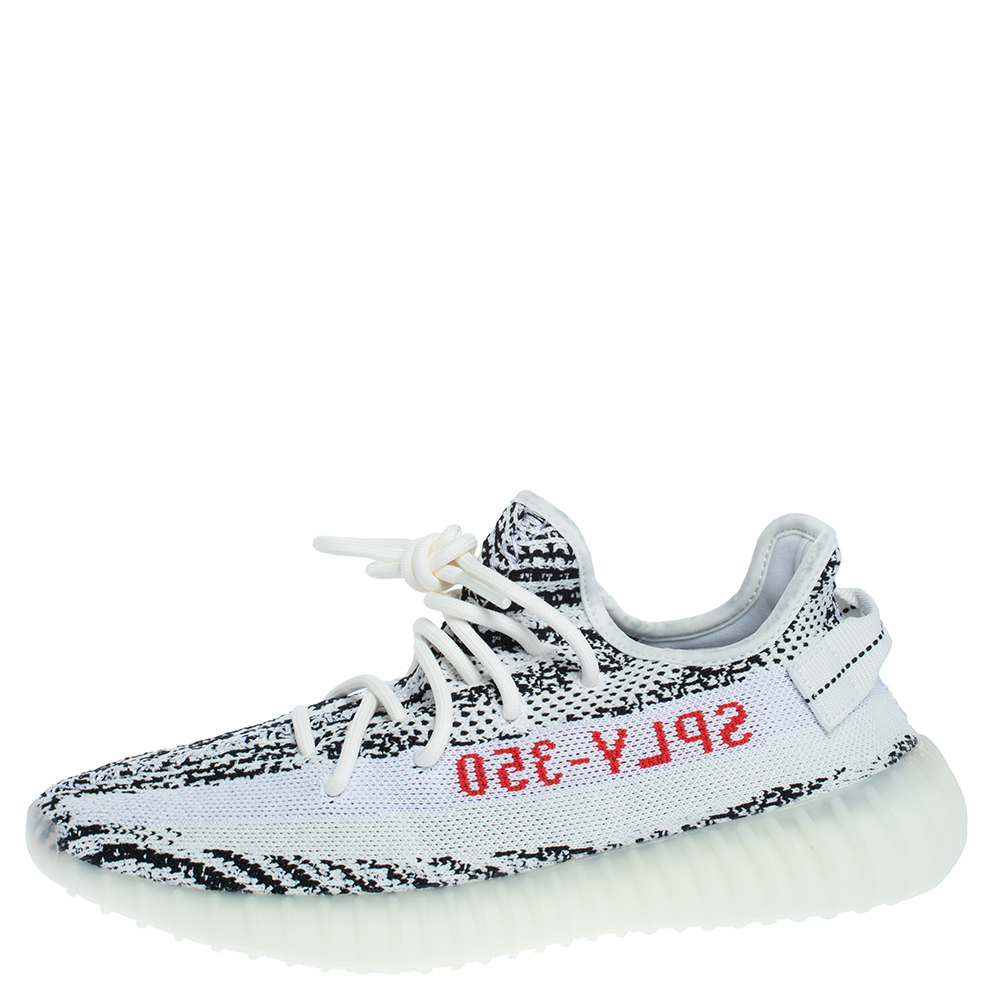 

Yeezy x Adidas White/Black Cotton Knit Boost 350 V2 Zebra Sneakers Size