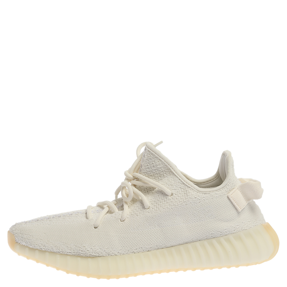 

Adidas Yeezy White Cotton Knit Fabric Boost 350 V2 Triple Sneakers Size (US 11/UK 10.5/EU