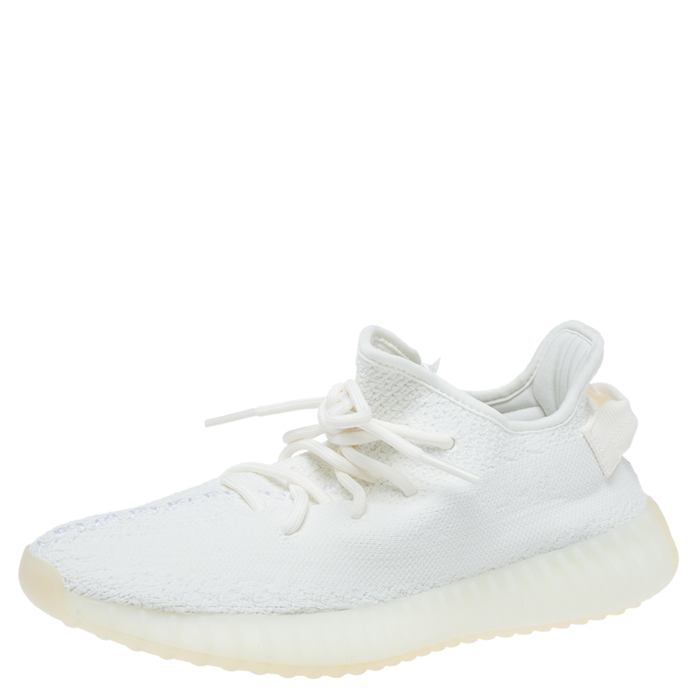 Yeezy x Adidas Cotton Knit Boost 350 V2 Triple White Sneakers Size 40 2/3