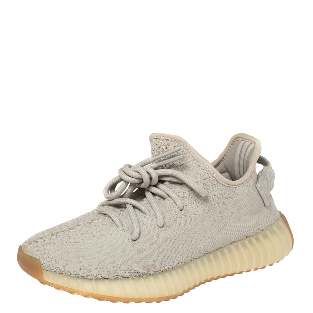 Click to view more detailed imagery on our partner's website Pre-owned Yeezy X Adidas Green Sesame Cotton Knit Boost 350 V2 Sneakers Size 36.5