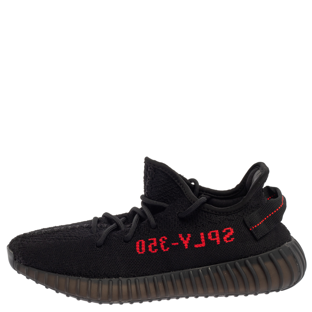 

Yeezy x adidas Black/Red Knit Fabric Boost 350 V2 Low Top Sneakers Size