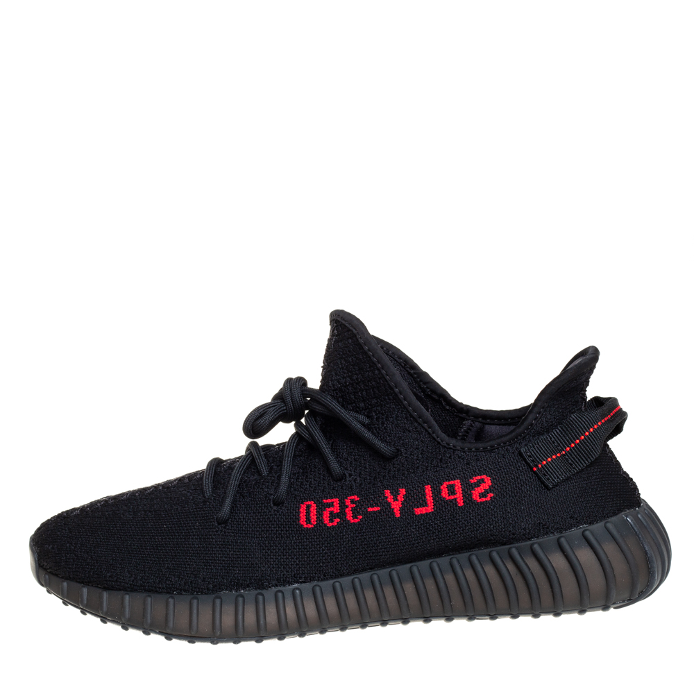

Yeezy x Adidas Core Black/Red Cotton Knit Boost 350 V2 Sneakers Size