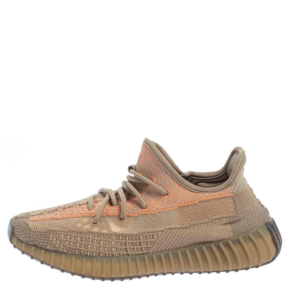

Yeezy x Adidas Brown Knit Fabric Boost 350 V2 Sand Taupe Sneakers Size 42 2/3