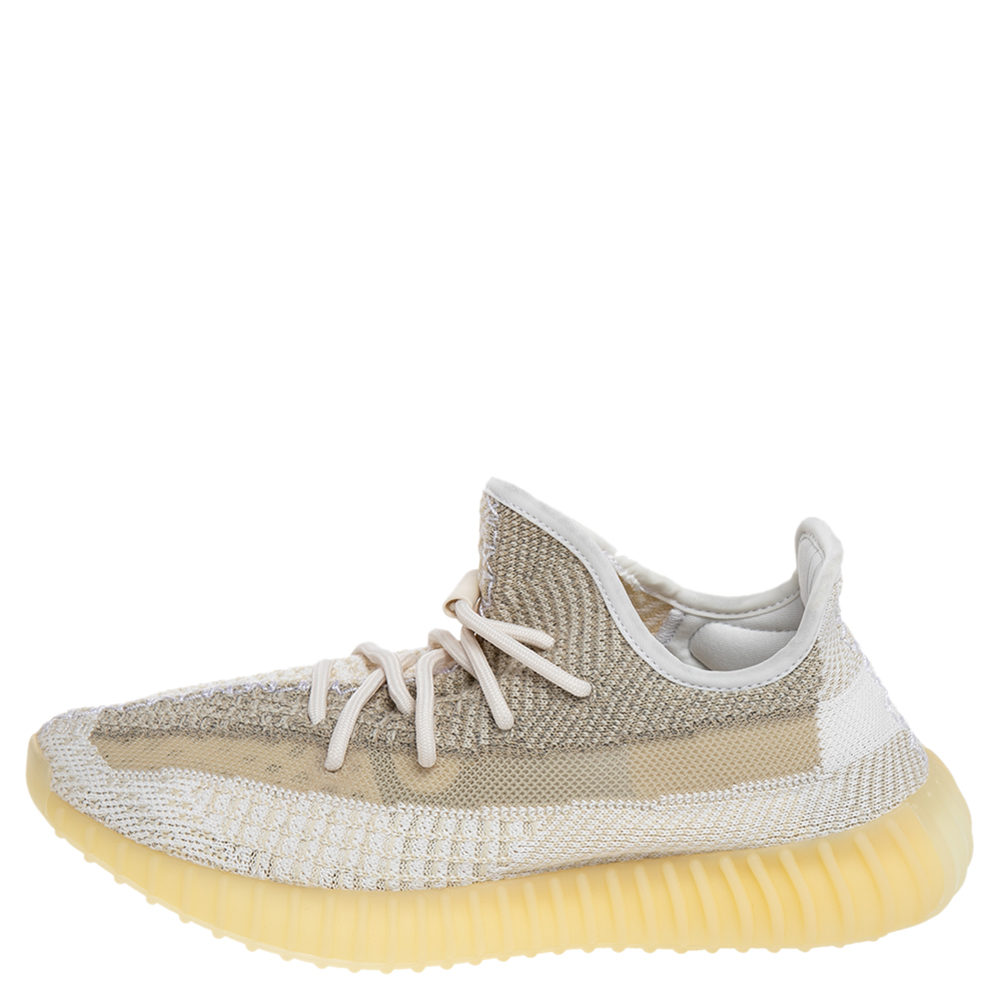 

Adidas x Yeezy White/Yellow Knit Fabric Boost 350 V2 Abez Reflective Low Top Sneakers Size 40 2/3