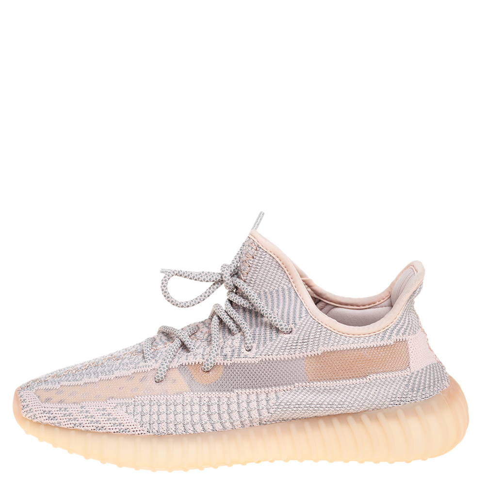 

Yeezy x Adidas Pink/Grey Knit Fabric Boost 350 V2 Synth Non-Reflective Sneakers Size  1/3